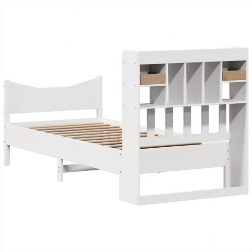 Sengeramme uden madras 100x200 cm massivt fyrretræ hvid