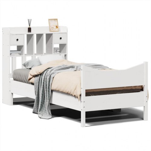 Sengeramme uden madras 90x190 cm massivt fyrretræ hvid