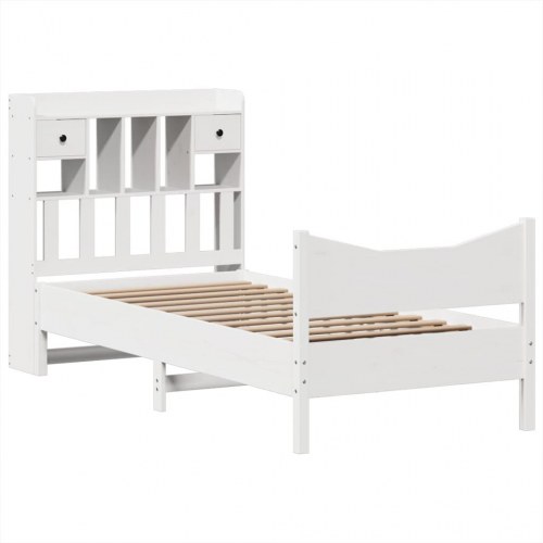 Sengeramme uden madras 90x190 cm massivt fyrretræ hvid