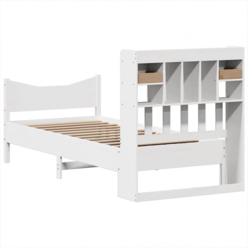 Sengeramme uden madras 90x190 cm massivt fyrretræ hvid