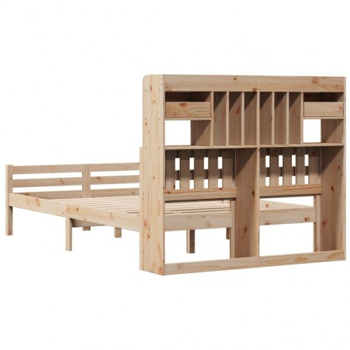 Seng med reol uden madras 135x190 cm - massivt fyrretræ
