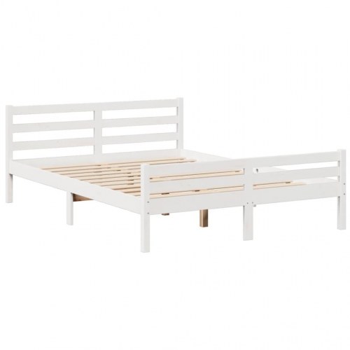 Seng med reol uden madras 150x200 cm - massivt fyrretræ, hvid