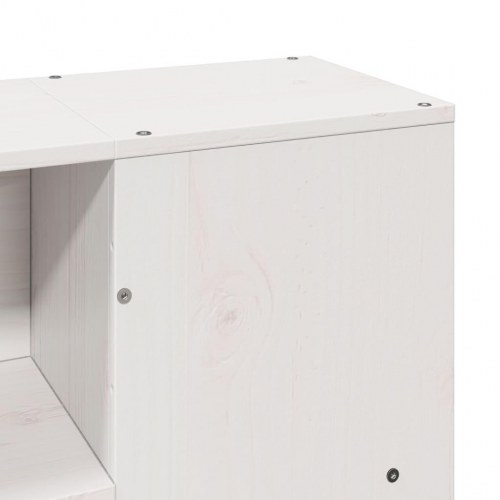Sengeramme med opbevaring 150x200 cm - massivt fyrretræ, hvid