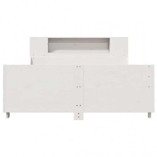 Sengeramme 150x200 cm i massivt fyrretræ - hvid med opbevaring