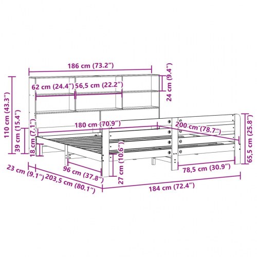 Sengeramme uden madras 180x200 cm massivt fyrretræ