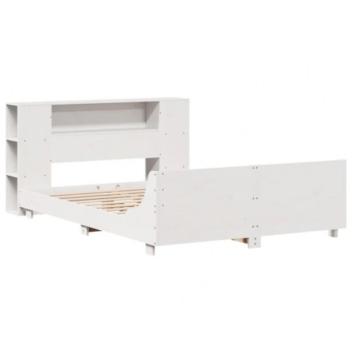Sengeramme uden madras 135x190 cm massivt fyrretræ hvid