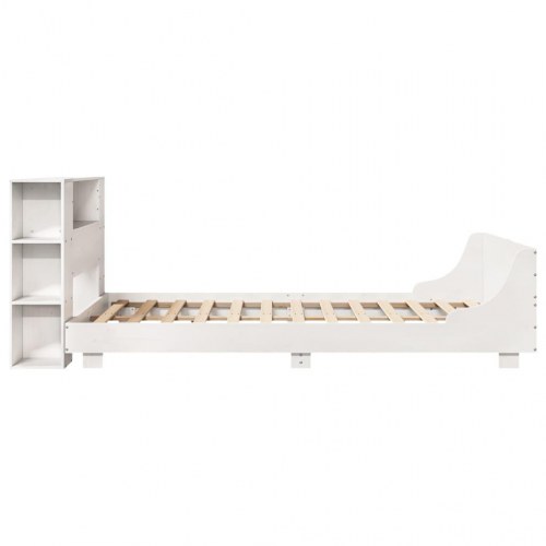 Sengeramme uden madras 135x190 cm massivt fyrretræ hvid
