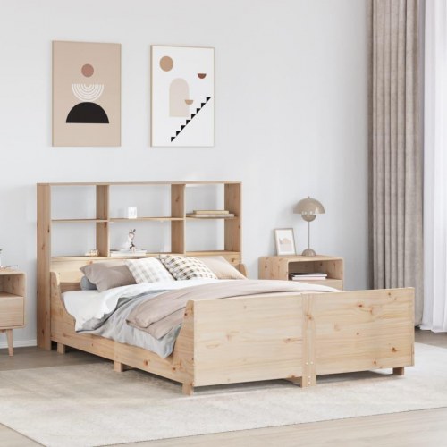 Seng med reol uden madras 120x200 cm massivt træ