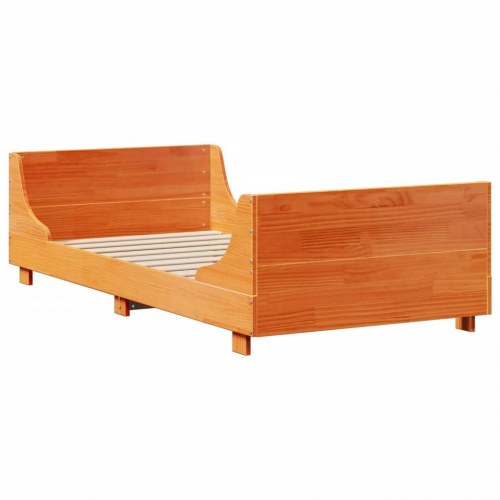 Seng med reol uden madras 100×200 cm - massivt fyr, gyldenbrun