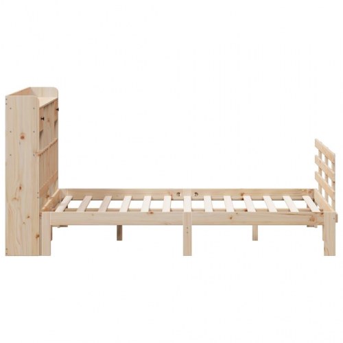 Seng med reol 140x200 cm - massivt fyrretræ, lamelbund