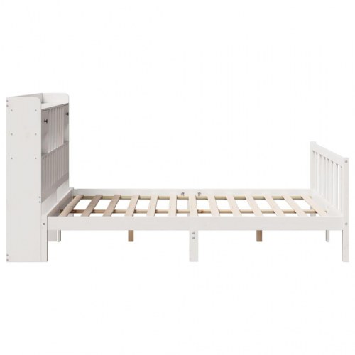Seng med reol uden madras 140x190 cm massivt fyrretræ hvid