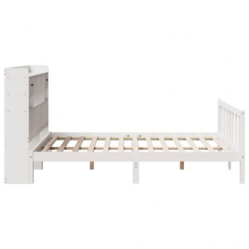Seng med reol 160x200 cm i massivt fyrretræ hvid
