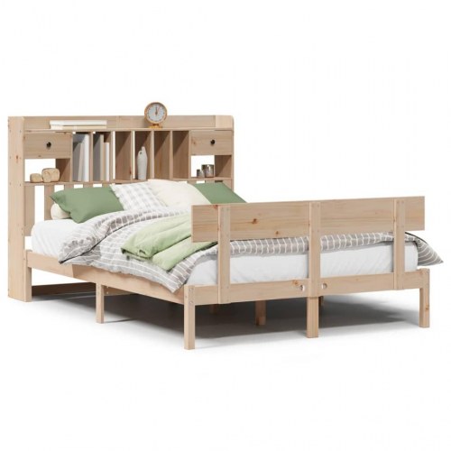 Seng med reol uden madras 140x190 cm - massivt fyrretræ
