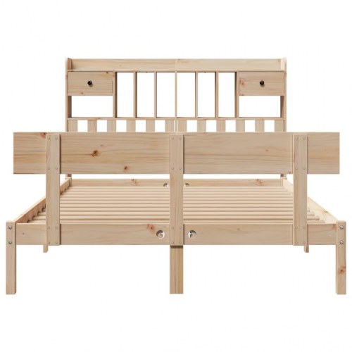 Seng med reol uden madras 140x190 cm - massivt fyrretræ