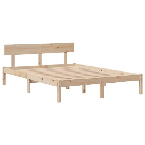 Seng med reol uden madras 140x190 cm - massivt fyrretræ