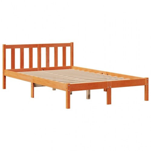Seng med reol uden madras 120x190cm massivt fyrretræ gyldenbrun