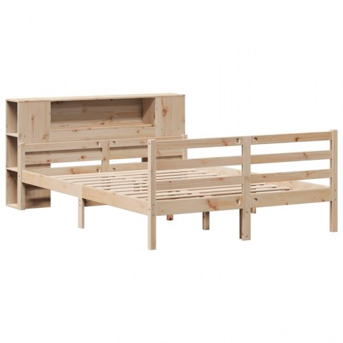 Seng med reol uden madras 135x190 cm - massivt fyrretræ