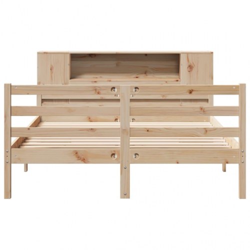 Seng med reol uden madras 135x190 cm - massivt fyrretræ