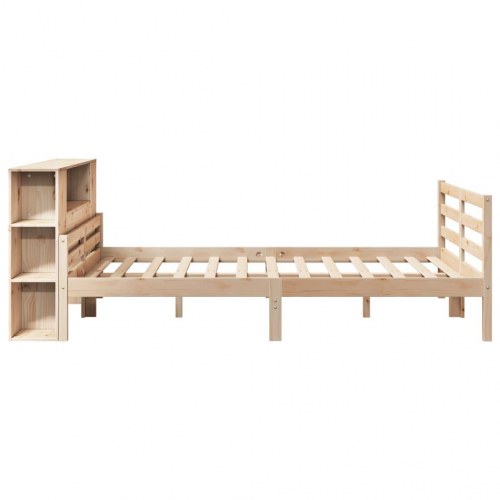 Seng med reol uden madras 135x190 cm - massivt fyrretræ
