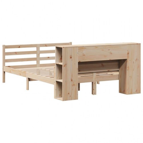 Seng med reol uden madras 135x190 cm - massivt fyrretræ