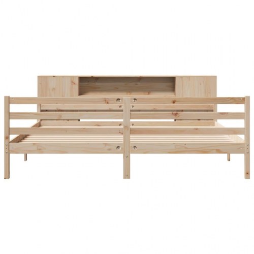 Seng med reol uden madras 200x200 cm massivt fyrretræ