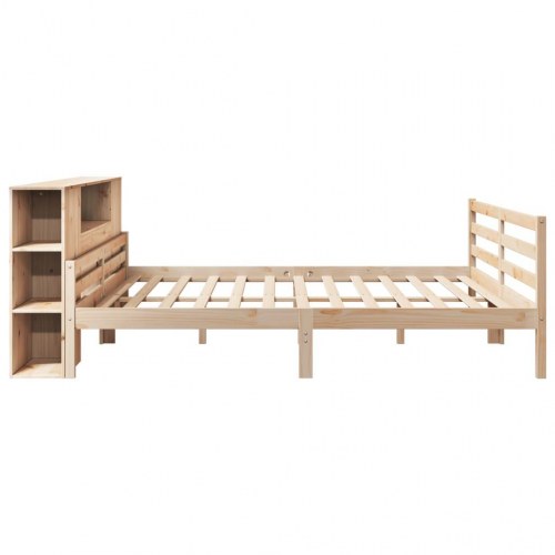 Seng med reol uden madras 200x200 cm massivt fyrretræ