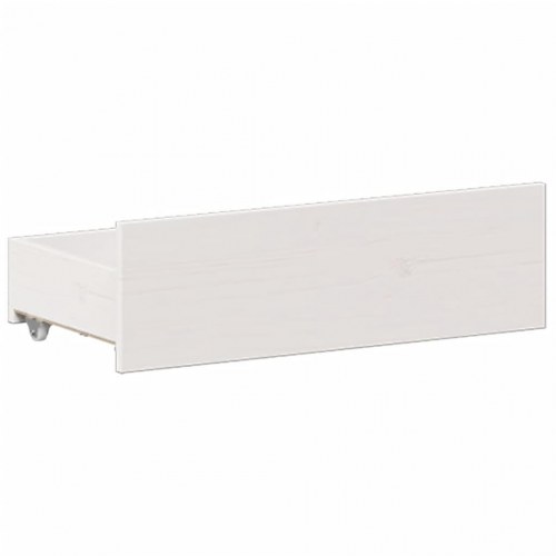 Seng med reol 140x200 cm - massivt fyrretræ, hvid