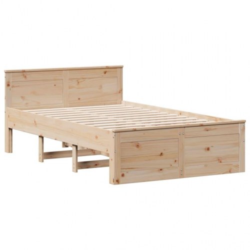 Seng med reol 135x190 cm - massivt fyrretræ, med skuffer og lamelbund