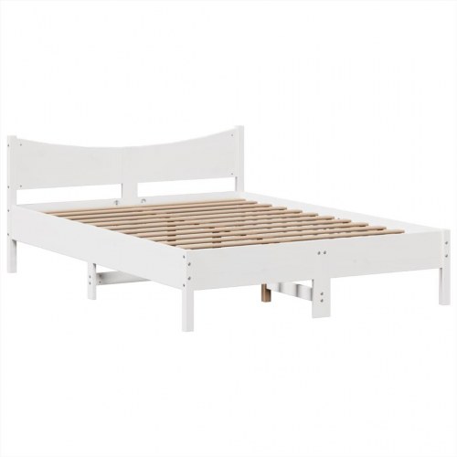 Sengeramme i massivt fyrretræ 140x200 cm - hvid med opbevaring