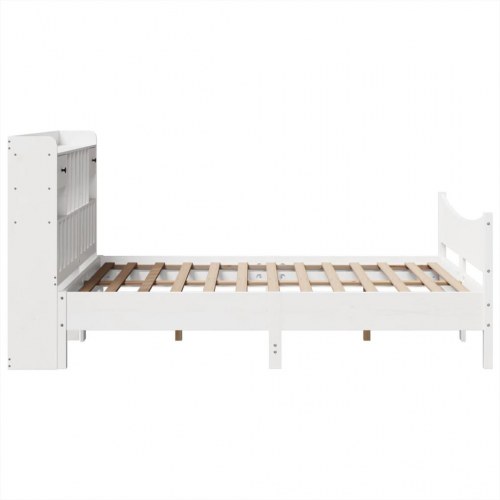 Sengeramme i massivt fyrretræ 140x200 cm - hvid med opbevaring