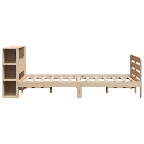 Sengeramme med opbevaringsgavl 135x190 cm - massivt fyrretræ, hvid