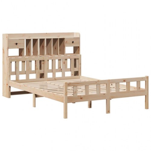 Seng med reol uden madras 160x200 cm massivt fyrretræ
