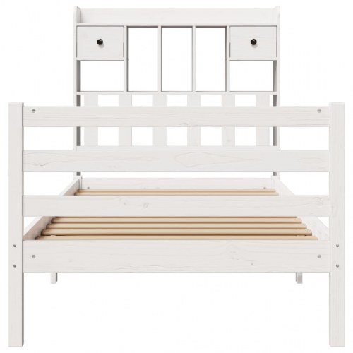 Seng med reol 75x190 cm i massivt fyrretræ hvid