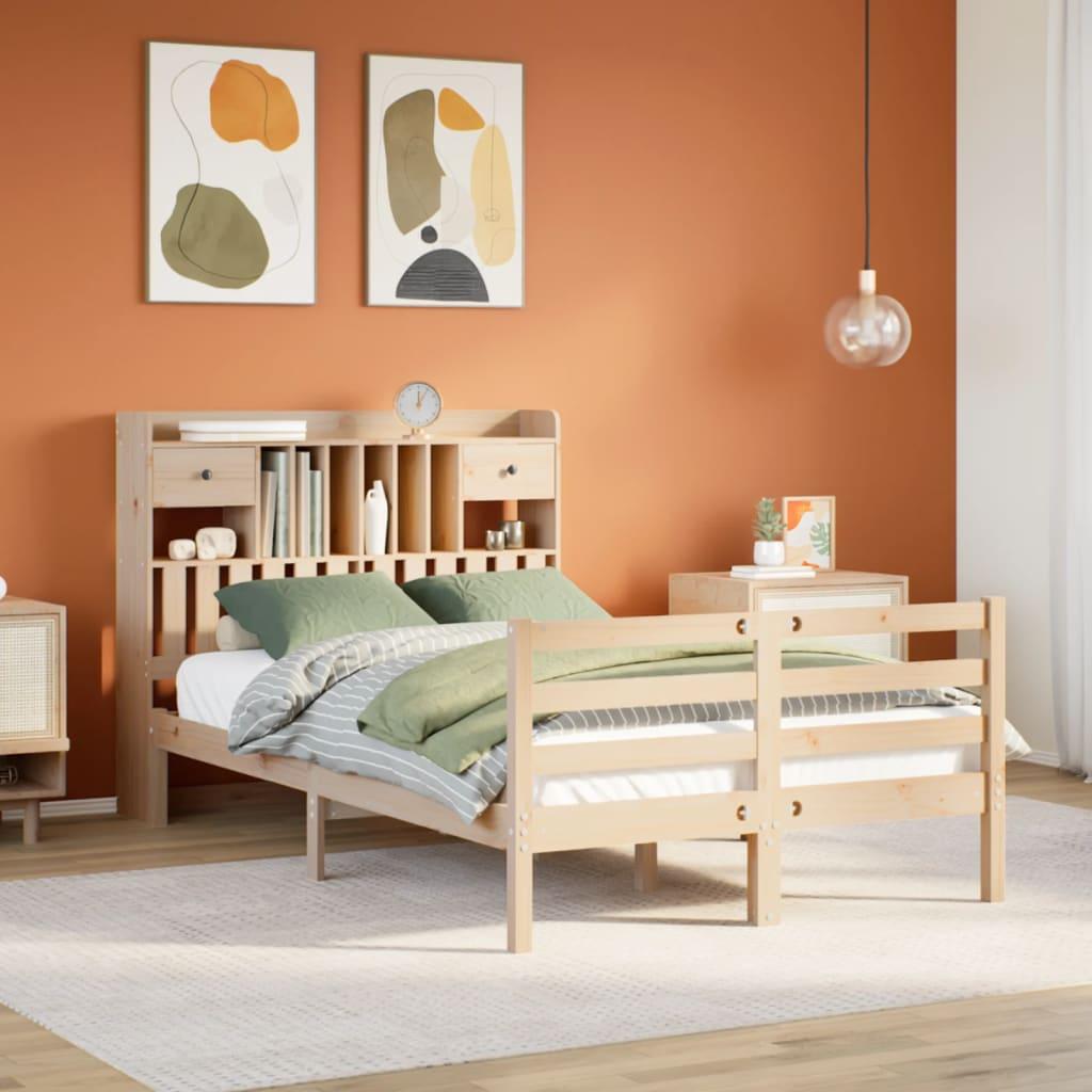 vidaXL seng med reol uden madras 135x190 cm massivt fyrretræ