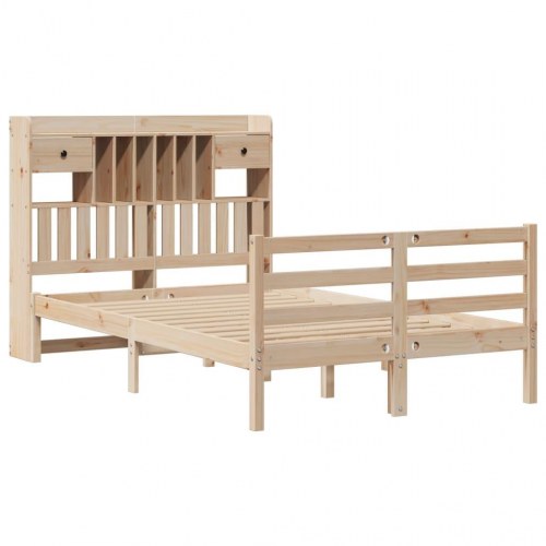 Seng med reol uden madras 135x190 cm i massivt fyrretræ