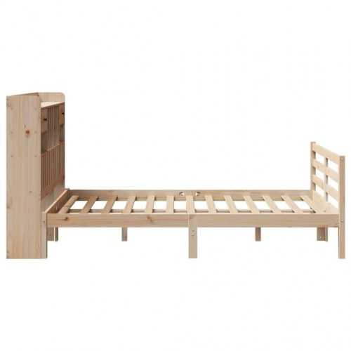 Seng med reol uden madras 135x190 cm i massivt fyrretræ