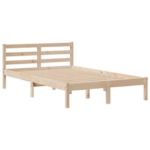 Seng med reol uden madras 135x190 cm i massivt fyrretræ