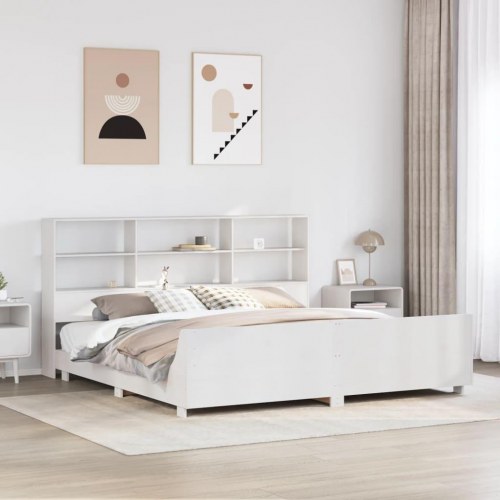 Sengeramme uden madras 180x200 cm massivt fyrretræ hvid