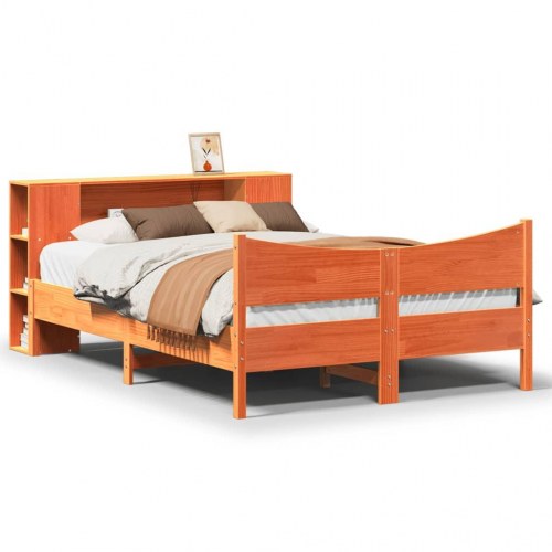 Sengeramme uden madras 160x200 cm massivt fyrretræ gyldenbrun