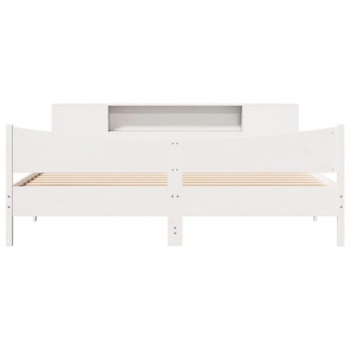 Sengeramme uden madras 200x200 cm massivt fyrretræ hvid