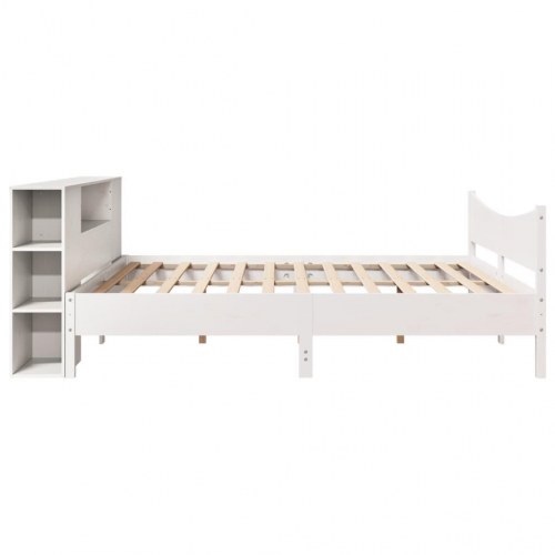 Sengeramme uden madras 200x200 cm massivt fyrretræ hvid
