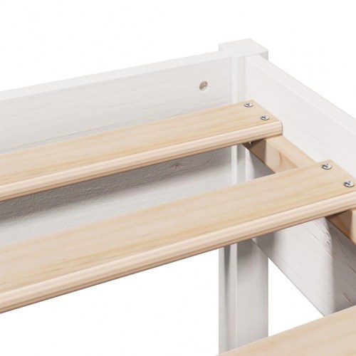 Sengeramme med opbevaring 120x190 cm - massivt fyrretræ, hvid