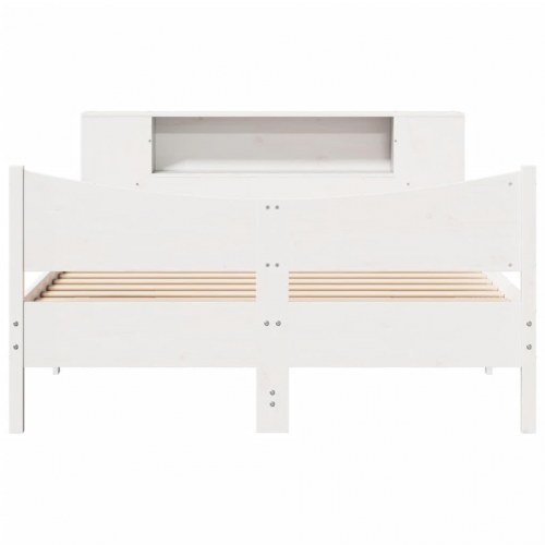 Sengeramme med opbevaring 140x190 cm - massivt fyrretræ, hvid