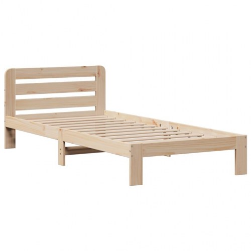 Seng med reol uden madras 90x200 cm - massivt fyrretræ