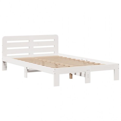 Seng med reol uden madras 135x190 cm - massivt fyrretræ, hvid
