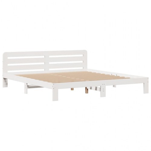 Seng med reol 180x200 cm - massivt fyrretræ, hvid