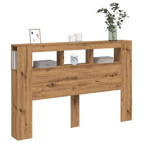 Sengegavl med LED-lys 160 × 18,5 × 103,5 cm - konstrueret træ, kunsteg