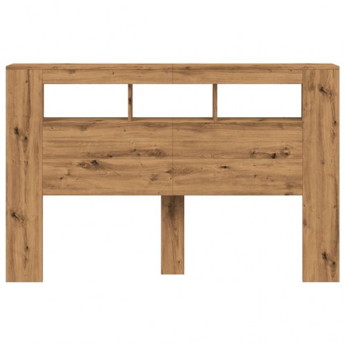 Sengegavl med LED-lys 160 × 18,5 × 103,5 cm - konstrueret træ, kunsteg