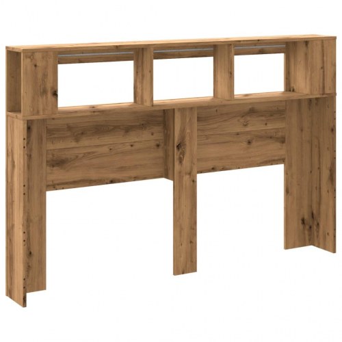Sengegavl med LED-lys 160 × 18,5 × 103,5 cm - konstrueret træ, kunsteg