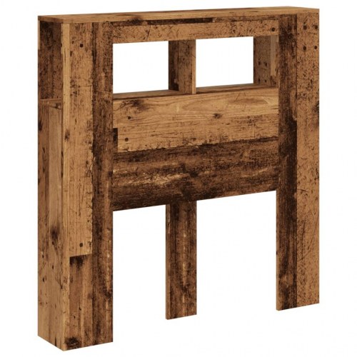 Sengegavl med LED, 100×18,5×103,5 cm - konstrueret træ, antikt træ